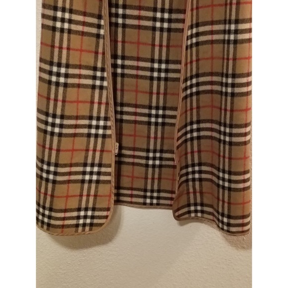 Burberrys Vintage Nova Check Wool Liner Vest Tan Plaid Sleeveless Jacket women L - Picture 7 of 11